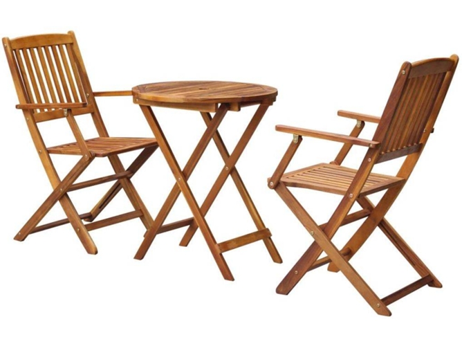 Conjunto 3 Muebles De Jardin VIDAXL Marrón Madera