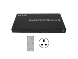 Conmutador De Interfaz Multimedia Hd 2x8 4kx2k Con Control Remoto Ir, Enchufe Británico.