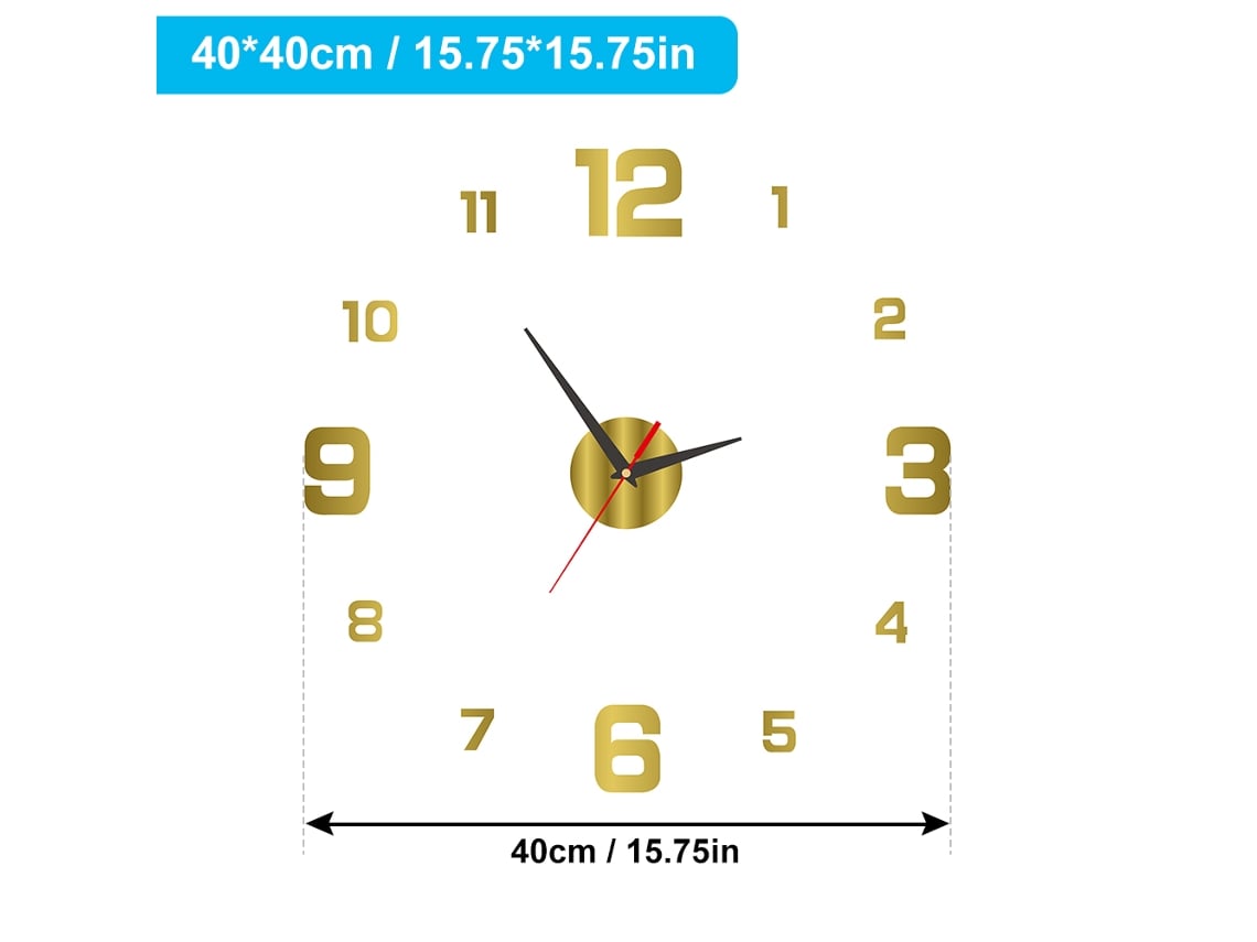 2026-reloj De Pared Silencioso Acrílico Sin Marco 3d Diy Luminoso 40cm Dorado Pegatinas Números Decoración Sala Oficina Dormitorio Moderno