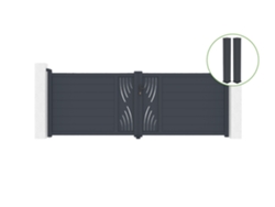 Puerta abatible 3,5m VELETA Al.120cm aluminio gris 2 postes 20x20cm Al.166cm CASANOOV