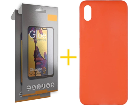 Kit Funda + 2 Protectores de Pantalla Huawei Y5 2019 SKYHE Liso Rojo