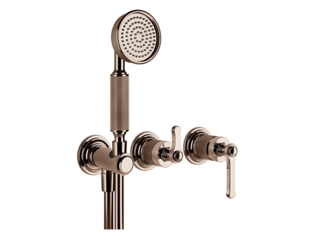 Mezcladora monomando de bañera/ducha Gessi Venti20 lista para montar, con curva de conexión a la pared, cartucho de desvío de 2 vías, montaje en