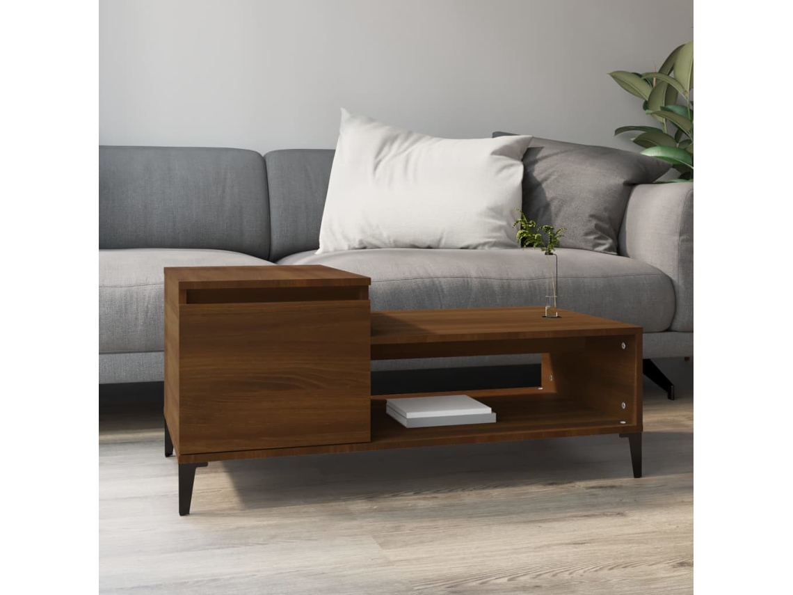 Mesa de Centro Apoyo 100X50X45 cm Derivados Madera Roble Castaño
