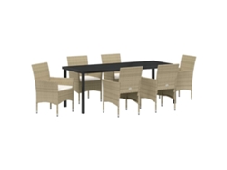 Maison Exclusive - Conjunto De Comedor De Jardín 7 Pcs Beige Ratán Sintético