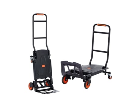 Carro de mano 2 en 1 Carro plegable con capacidad de carga de 300 libras Aleación de aluminio Acero al carbono Negro VEVOR