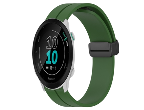 Correa de reloj inteligente para Garmin Forerunner 158 Correa de reloj de silicona con cierre magnético de color sólido de 20 mm (verde militar)
