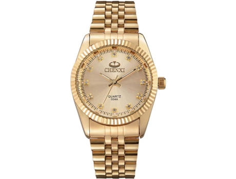 VEANXIN Gold Watch Par de relojes de pulsera de acero inoxidable-Masculino y dorado