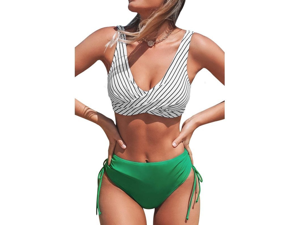 Bikini de dos piezas Rebe con cierre de nudo y talle alto, talla XL