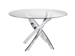 Mesa de Comedor ANGEL CERDÁ. 1061 (Marrón - Acero inoxidable, Vidrio - Ø140 x 75 cm)