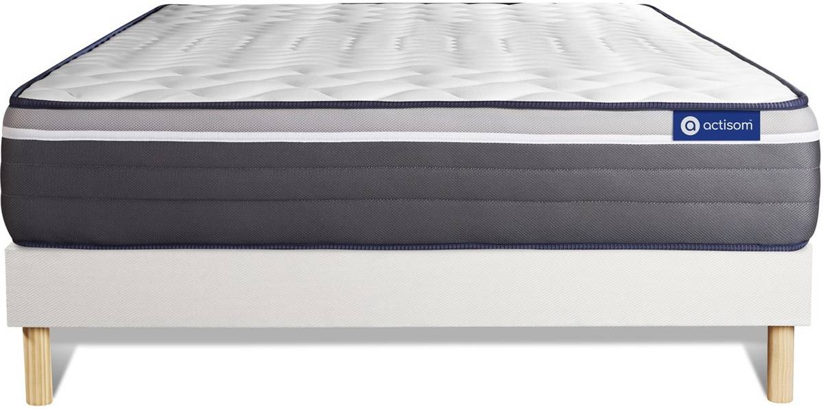 Conjunto de Somier Blanco + Colchón ACTISOM Actiflex Plus (150x200 cm - Muelles Ensacados)