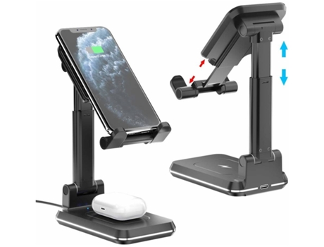 Cargador Duplo Sem Dobrável para iPhone Xr/Xs/SE/8/11 Pro Max YIZHOOD Seda Negro