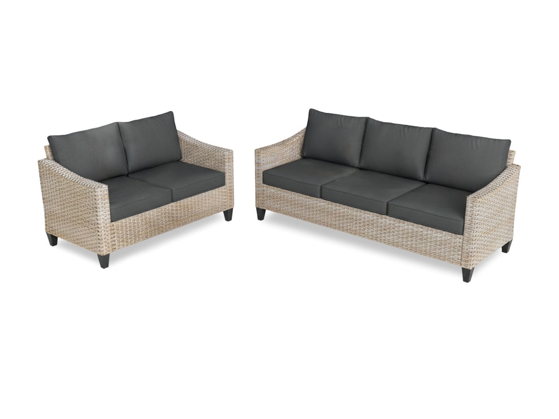 Conjunto De Exterior Sanstar, Sofa 3+2 En Ratan Pe. Muebles De Jardin Y Terraza, Negro
