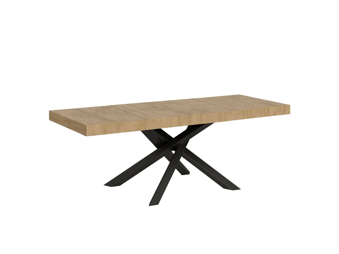 Mesa extensible Volantis Premium de roble natural 200/304x90 cm, patas antracita, Itamoby