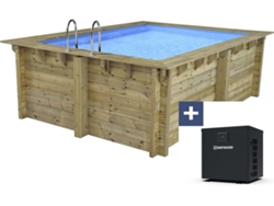 Piscina rectangular de madera Zanzíbar 3,50 x 2,30 x 1,24 m Mini bomba de calor 3,5 kW Habitat Et Jardin