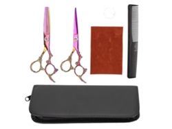 Tesoura De Corte De Cabelo Com Dentes Planos De Aço Inoxidável Conjunto Para Barbearia E Cabeleireiro
