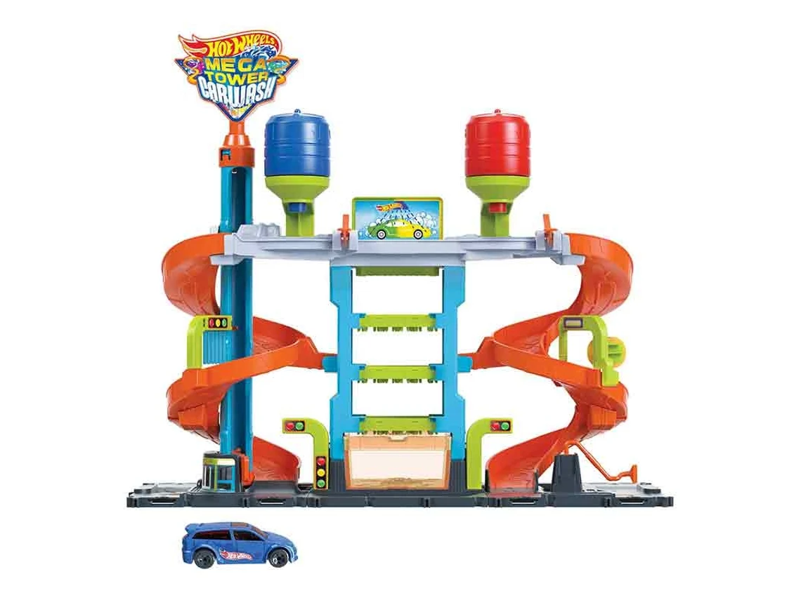 Pista HOT WHEELS Hot Wheels City Mega torre lavado de coches (Edad Mínima Recomendada: 4 años)