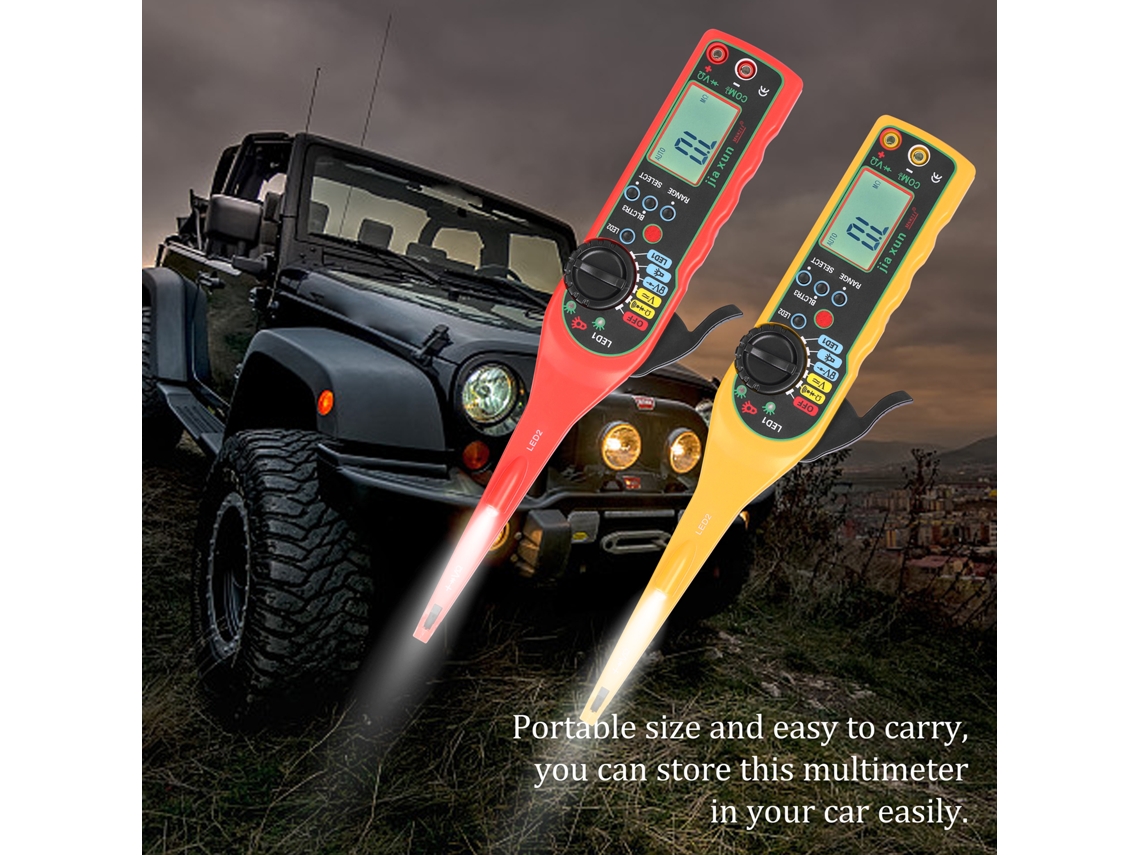 Multímetro Portátil Inteligente De 24 V Para Circuitos Automotrices Con Led, Doble Voltaje, Resistencia, Diodo Y Prueba De Continuidad.