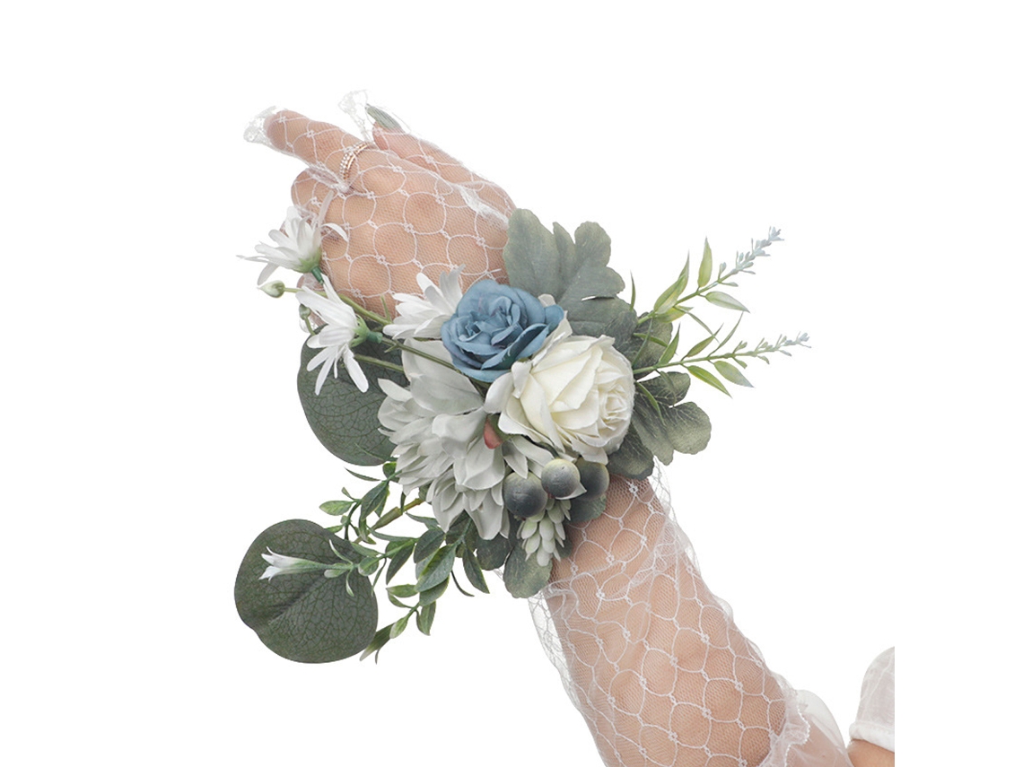 Pulsera de rosas para boda, accesorios florales para la muñeca, boutonnière, fiesta de graduación