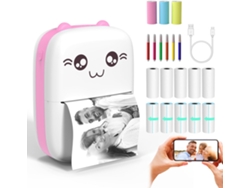 Mini Impressora de Bolso Impressora de Adesivos Sem Tinta Impressora Térmica de Bolso-Rosa GERTIZ