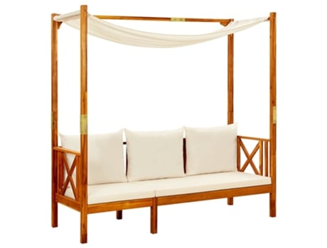 MAISON EXCLUSIVE Banco de jardín con toldo madera maciza de acacia