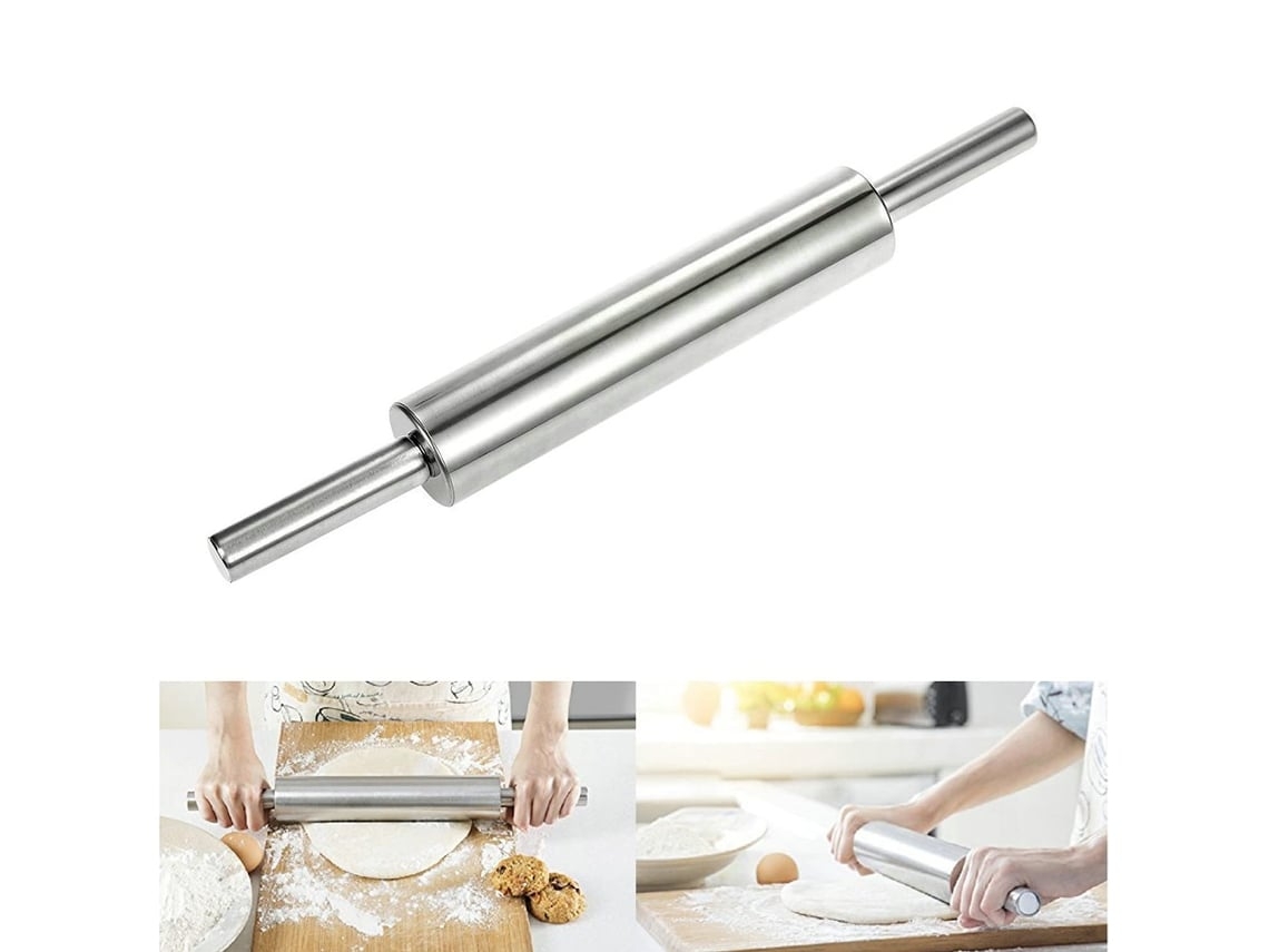 Rodillo De Acero Inoxidable Antiadherente, Adecuado Para Masa, Pizza, Tartas, Cocina., Hogar, Moderno, Uso Funcional