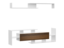 Mueble Tv Estante Pared Armario Cerrado Aglomerado Blanco Marrón
