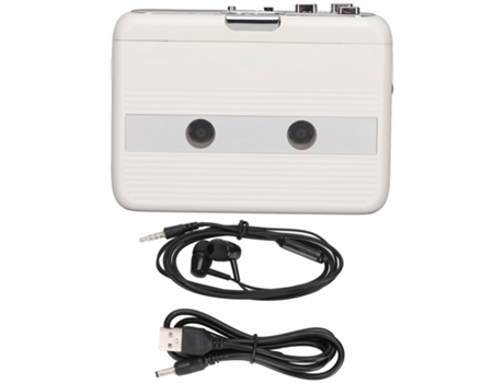 TON007B Reproductor de casete portátil Mini reproductor de casete estéreo Bluetooth con conector de 3,5 mm para altavoces de coche Blanco ZMDECQNA