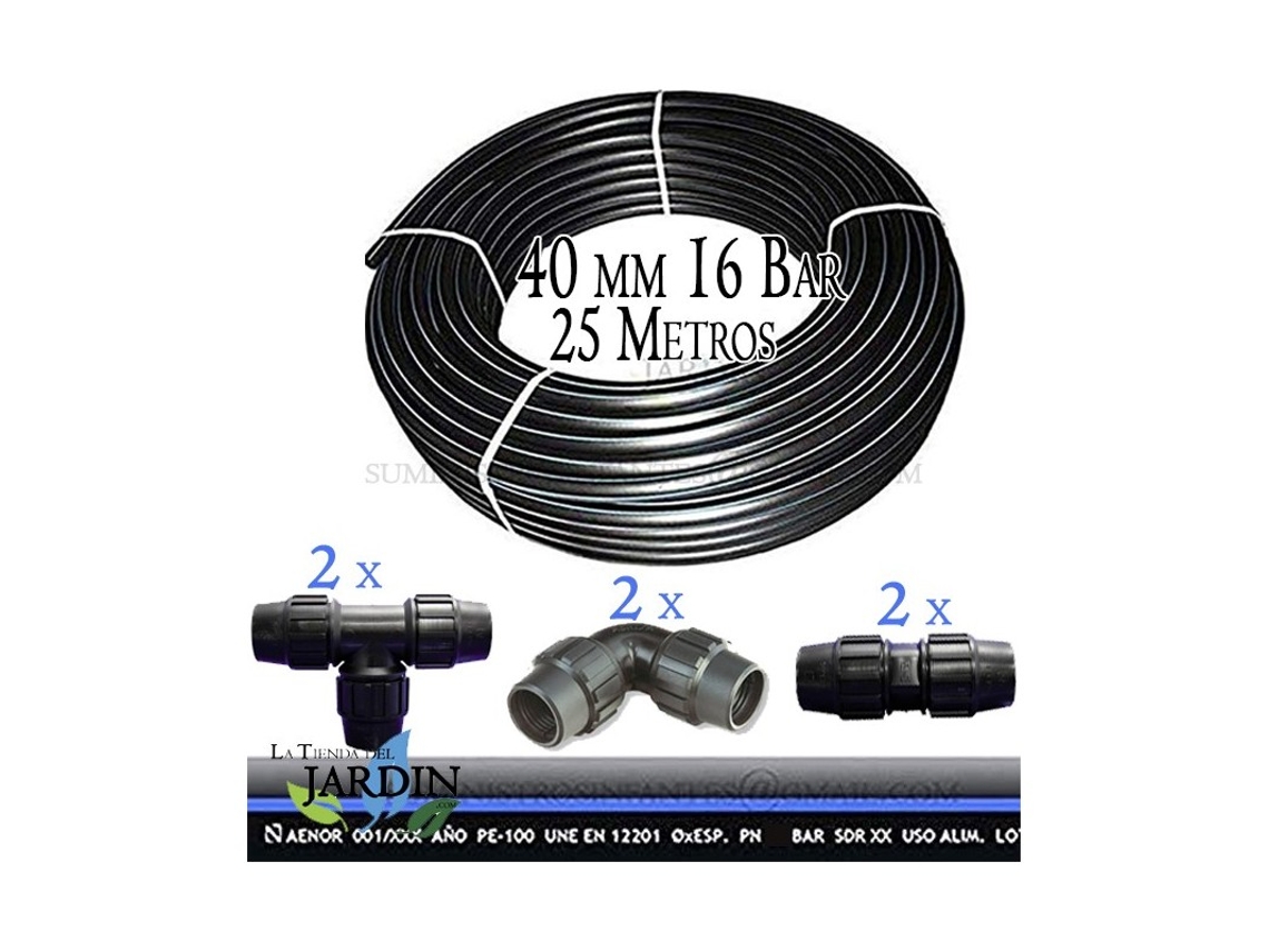 Tuberia Pe100 Alimentaria 40Mm 16 Bar 25 M Banda Azul Accesorios SUINGA