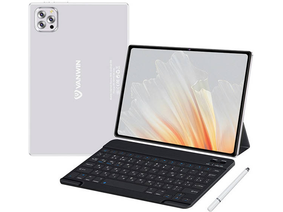 VANWIN V62 Tablet Bluetooth Teclado Funda de Cuero Auriculares Lápiz Óptico (10.1 - 64 GB - 4 GB RAM - Wi-Fi4G - Blanco)