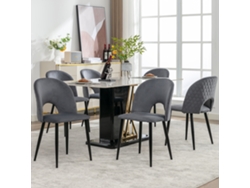 Juego De 6 Sillas De Comedor De Terciopelo Gris Diamante