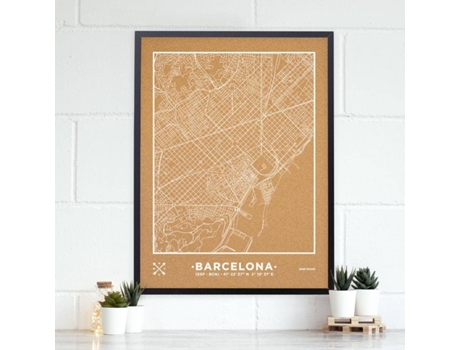 Mapa de Corcho MISSWOOD Woody Map Natural Barcelona