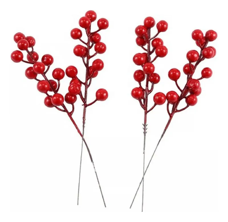 Tallos de frutos rojos, paquete de 48 frutos navideños Xvayotoy