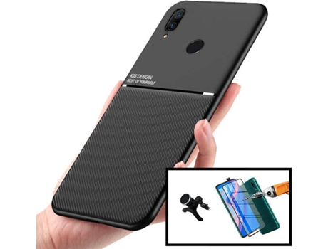 Kit Carcasa Protector y Soporte Magnético Huawei P Smart Z PHONECARE 5D Full Cover y Suporte Magnético Reforzado Negro
