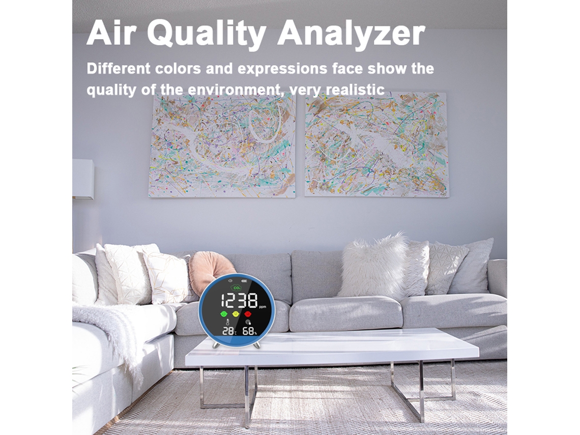 Detector Portátil De Co2 Para Interiores, Termohigrómetro Multifuncional, Analizador Inteligente De Calidad Del Aire Para El Hogar.