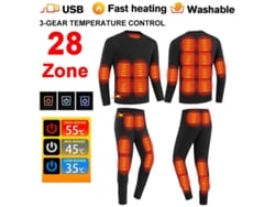 Mtengoo Hd-28 Conjunto Calça Blusa Aquecidas Elétricas 28 Áreas Proteção Térmica Corpo Todo Usb Calças Manga Comprida Inverno