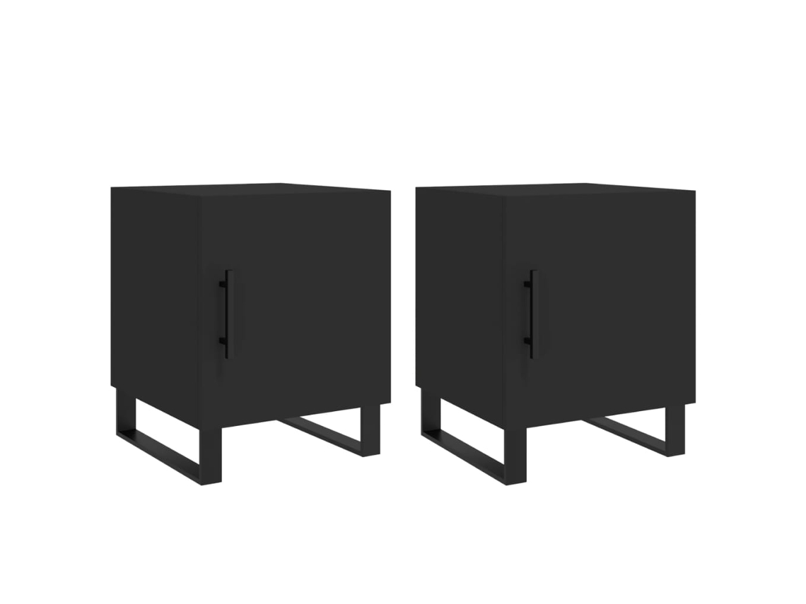Maison Exclusive - Mesitas De Noche 2 Uds Madera De Ingeniería Negro 40x40x50 Cm