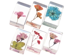 Juego De 6 Ejemplares De Flores Artificiales De Resina Color Ámbar Transparente