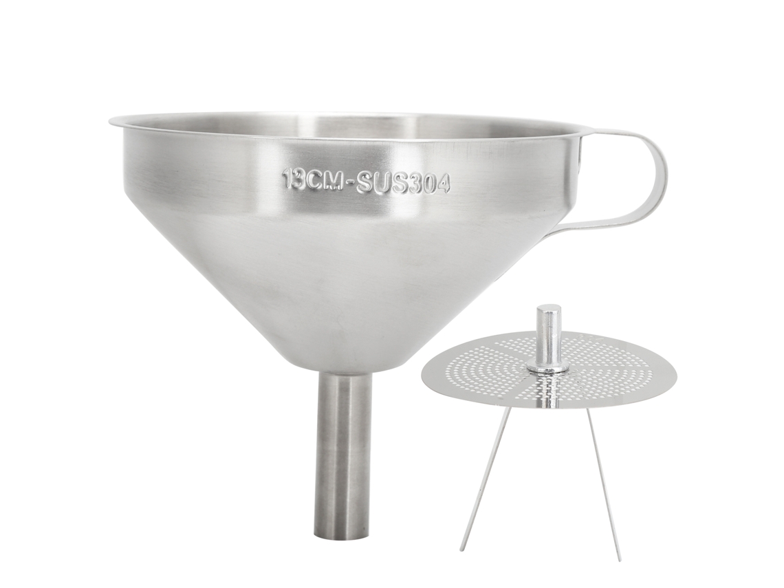 Embudo De Cocina De Acero Inoxidable 304 Con Filtro Para Transferir Líquidos E Ingredientes Secos, 13 Cm.