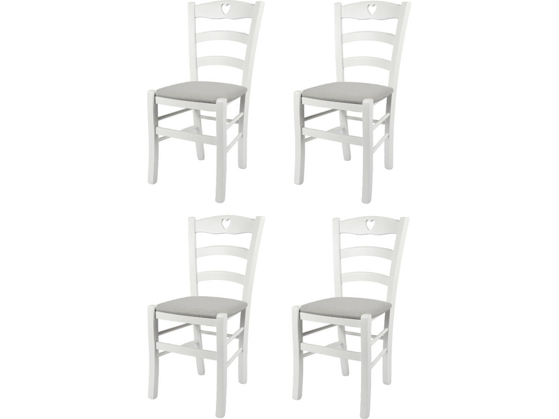 Conjunto de 4 Cadeiras T M C S Cuore 252LBI-NL024 (Branco - 88x43x46 cm - Madeira)