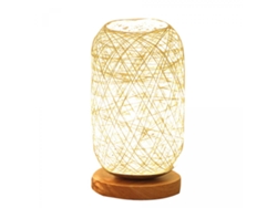 Lámpara de mesa de madera nórdica, lámpara de noche para dormitorio, lámpara artística deco para escritorio, lámpara de bola de ratán con carga USB