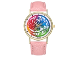 Reloj De Pulsera Unisex De Cuarzo Con Estampado Animal En Piel Sintética Rosa.