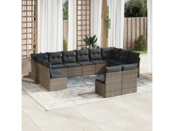 Conjunto de sofá de jardín de 12 piezas con cojines de mimbre gris DKD Home Decor