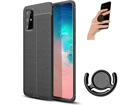 Carcasa, Popsocket y Soporte Samsung S20 Plus Rugged Leather Negro