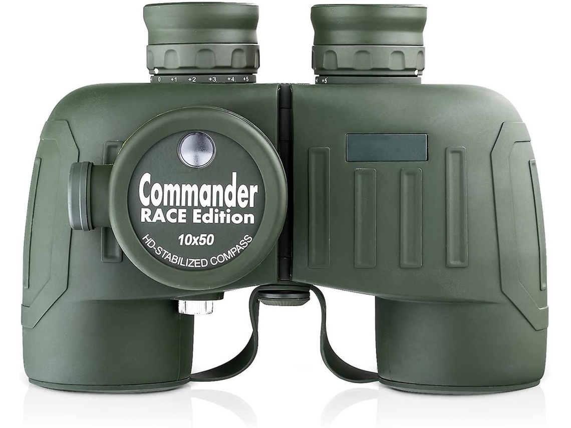 Binoculares marinos 10x50 IP68 con brújula, telémetro, prisma Bak4, FMC, visión en baja luminosidad, navegación, caza de aves acuáticas, color verde. Bestvite