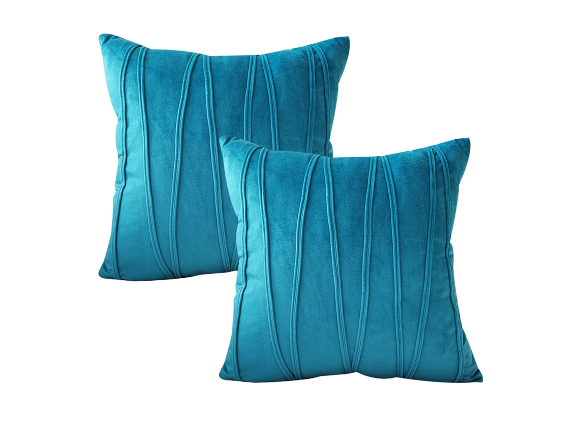 Juego De 2 Fundas De Almohada Decorativas Azul Marino, 45 X 45 Cm