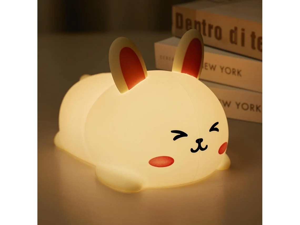 Lámpara de noche de conejo con forma de oso polar de silicona para niños con 2 niveles de brillo y 7 colores táctiles kawaii para Bestvite