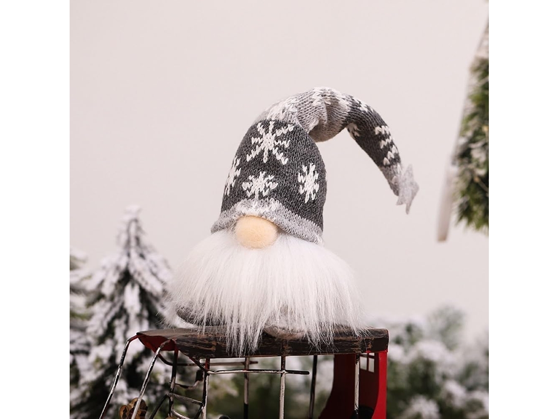 Adornos navideños de gnomos, decoración de mesa con adorno de árbol iluminado (gris, pierna corta)