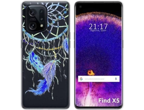 Carcasa para Oppo Find X5 5G TUMUNDOSMARTPHONE Dibujos Transparente Plumas Multicolor
