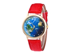 Reloj De Pulsera De Aleación Dial Redondo Reloj De Cuartzo Pareja Rojo