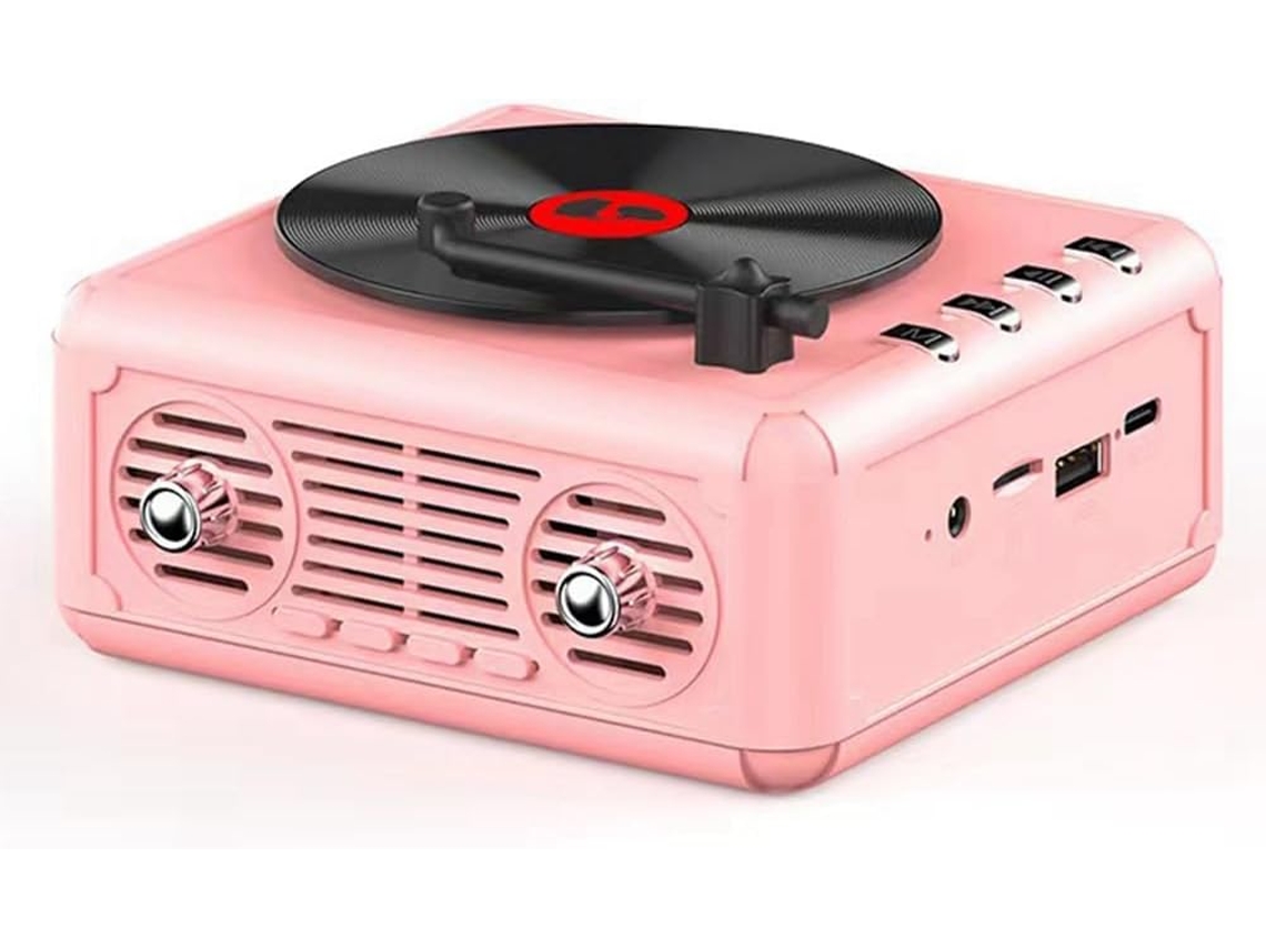 Subwoofer Portátil Bluetooth De Estilo Retro Para Oficina, Hogar Y Exteriores - Rosa